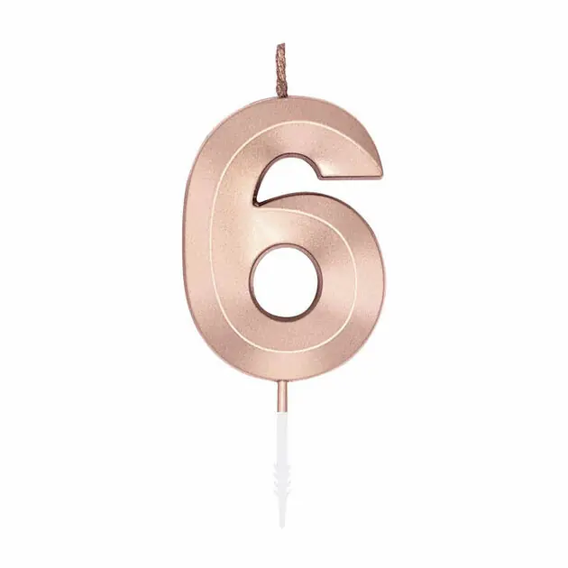 Speciale Aanbieding Taartkaars 6cm Metallic Rose Goud no. 6