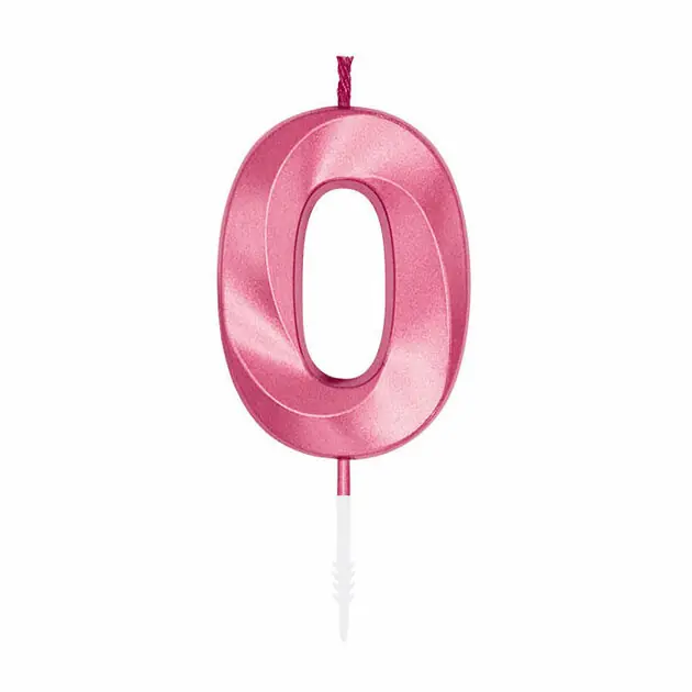 Direct Verzonden Taartkaars 6cm Metallic Licht Roze no. 0