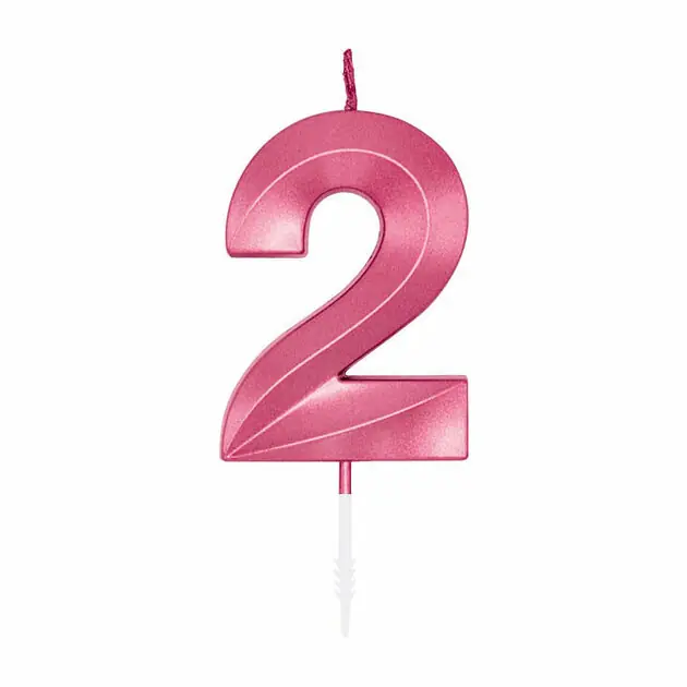 Taartkaars 6cm Metallic Licht Roze no. 2 Voordeelprijs