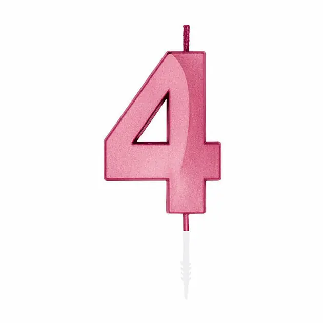 Taartkaars 6cm Metallic Licht Roze no. 4 Korting