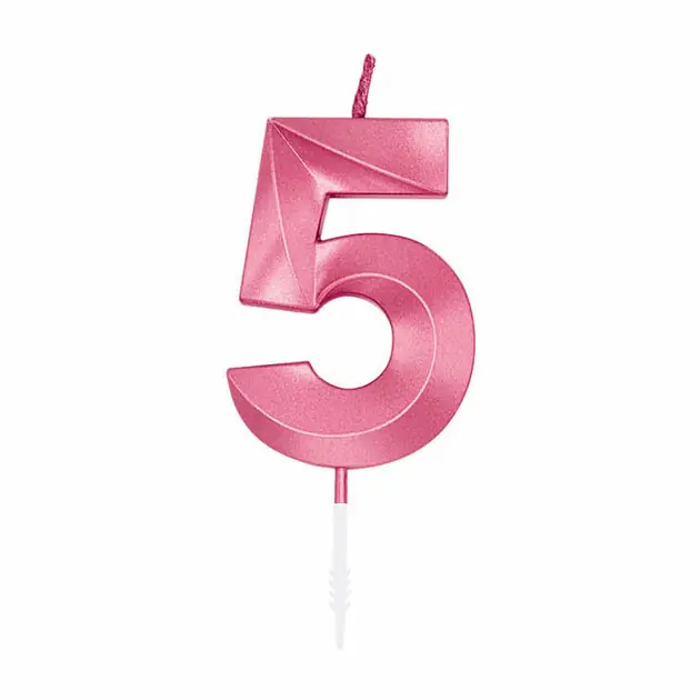 Gereduceerde Prijs Taartkaars 6cm Metallic Licht Roze no. 5