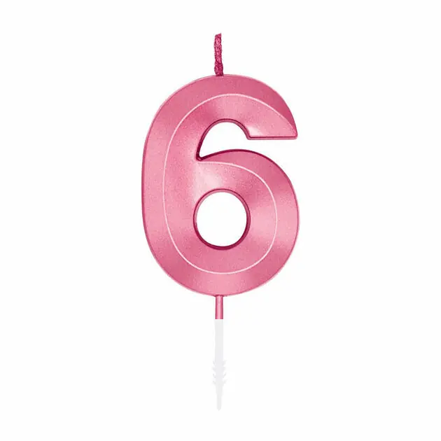 Gereduceerde Prijs Taartkaars 6cm Metallic Licht Roze no. 6