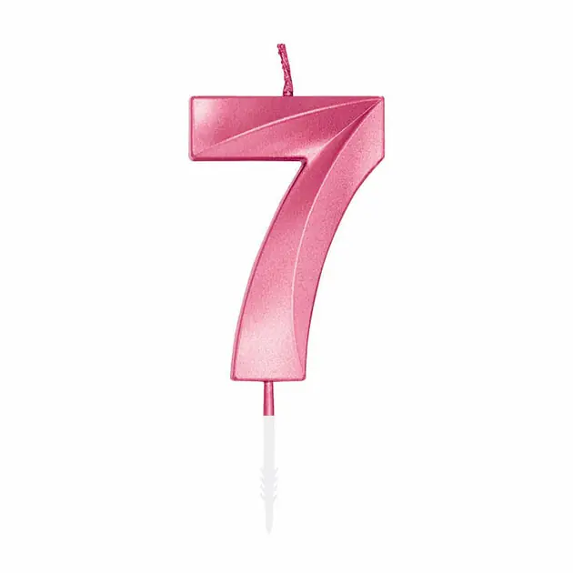 Taartkaars 6cm Metallic Licht Roze no. 7 Gratis Retour