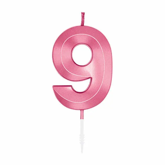Op = Op Taartkaars 6cm Metallic Licht Roze no. 9