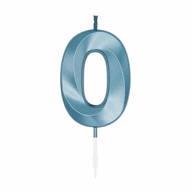 Taartkaars 6cm Metallic Licht Blauw no. 0 Snelle Levering