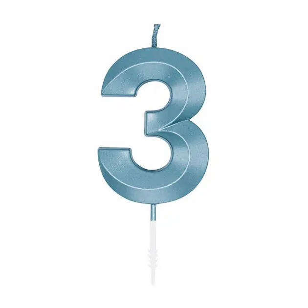 Speciale Aanbieding Taartkaars 6cm Metallic Licht Blauw no. 3