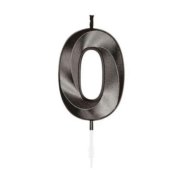 Taartkaars 6cm Metallic Zwart no. 0 Betrouwbaar