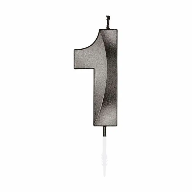 Taartkaars 6cm Metallic Zwart no. 1 Populair