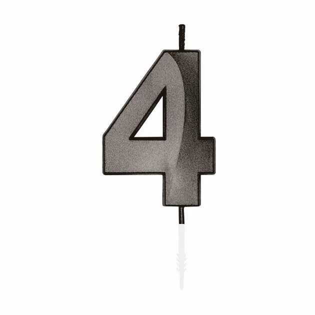 Gratis Retour Taartkaars 6cm Metallic Zwart no. 4
