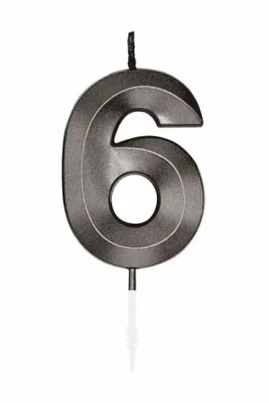 Beperkt Aanbod Taartkaars 6cm Metallic Zwart no. 6