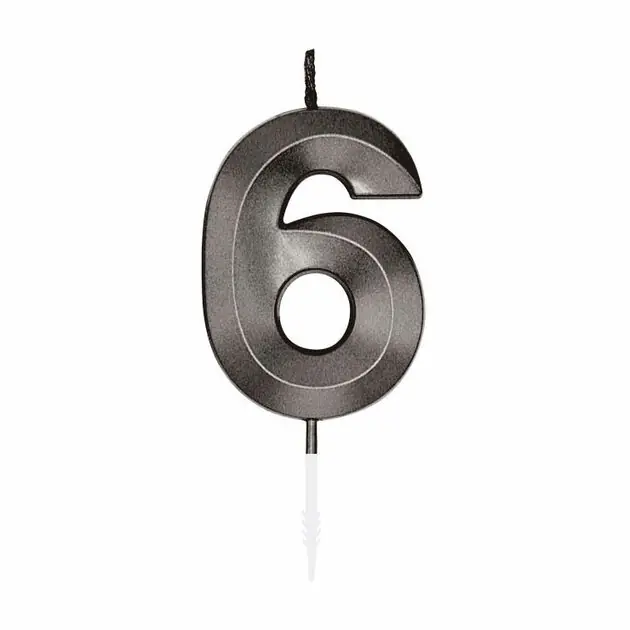 Beperkt Aanbod Taartkaars 6cm Metallic Zwart no. 6