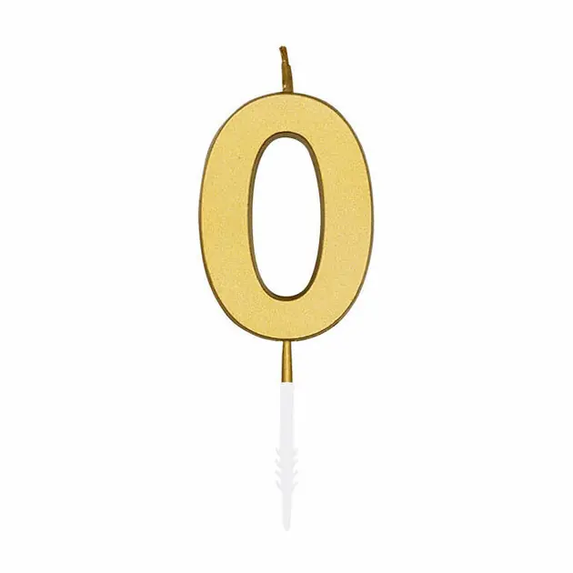 Taartkaars 4,5cm Metallic Goud no. 0 Tijdelijk Beschikbaar