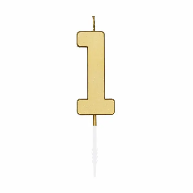 Korting Taartkaars 4,5cm Metallic Goud no. 1