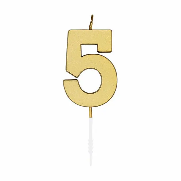 Taartkaars 4,5cm Metallic Goud no. 5 Korting