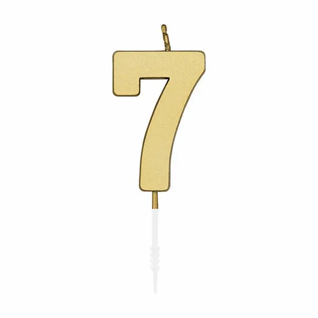 Finale Uitverkoop Taartkaars 4,5cm Metallic Goud no. 7