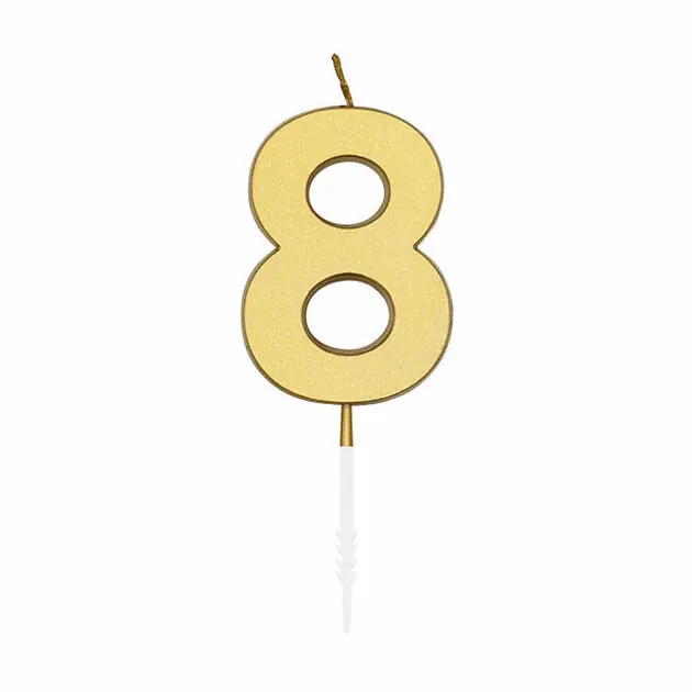 Direct Verzonden Taartkaars 4,5cm Metallic Goud no. 8