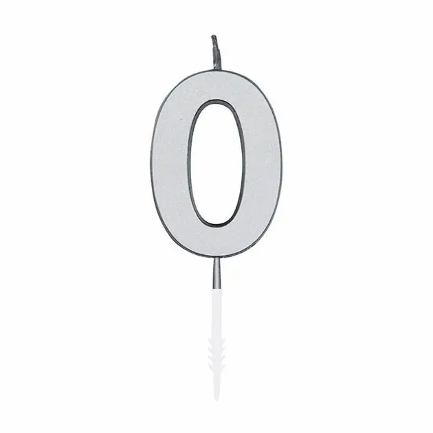 Seizoensaanbieding Taartkaars 4,5cm Metallic Zilver no. 0