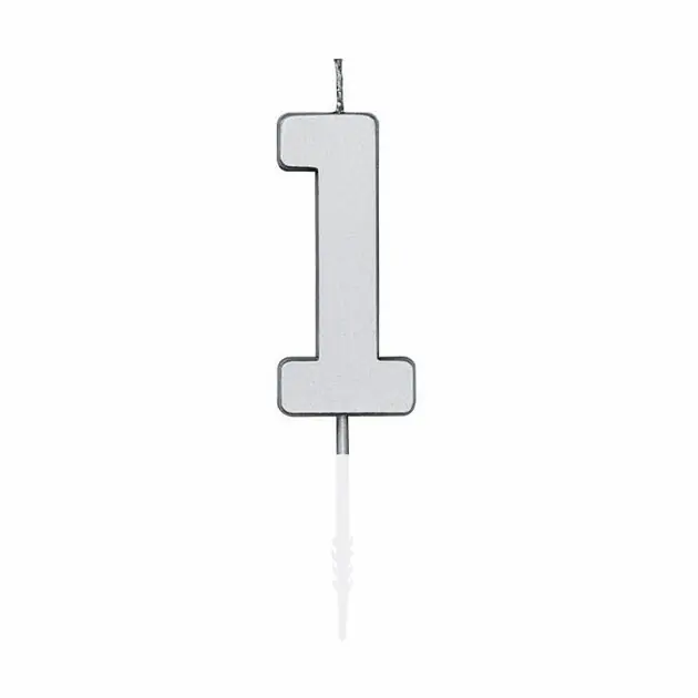 Nu Kopen Taartkaars 4,5cm Metallic Zilver no. 1