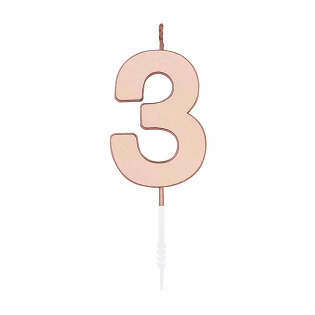 Taartkaars 4,5cm Metallic Rose Goud no. 3 Op = Op