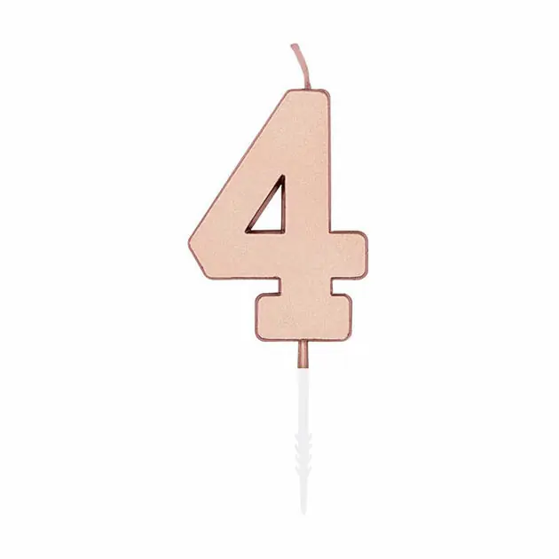 Finale Uitverkoop Taartkaars 4,5cm Metallic Rose Goud no. 4