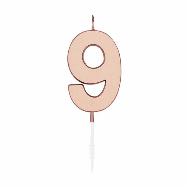 Taartkaars 4,5cm Metallic Rose Goud no. 9 Actieprijs