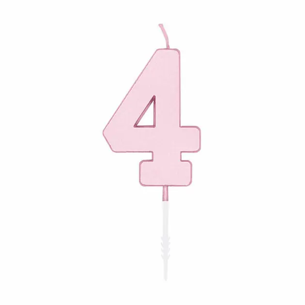 Taartkaars 4,5cm Pastel Roze no. 4 Korting