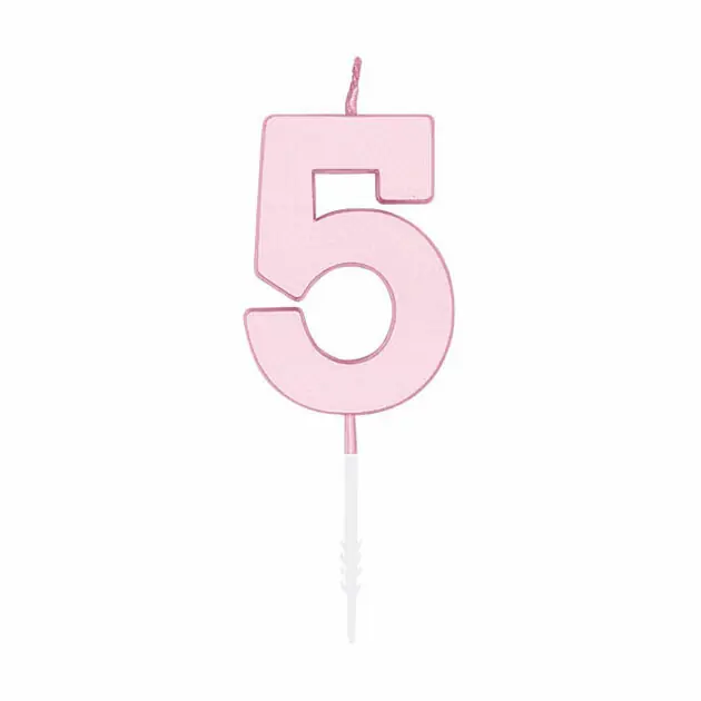Taartkaars 4,5cm Pastel Roze no. 5 Gecertificeerd