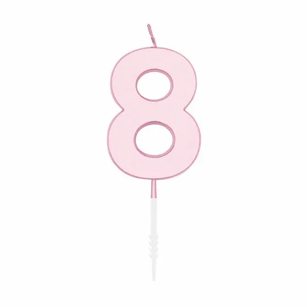 Taartkaars 4,5cm Pastel Roze no. 8 Alleen Vandaag