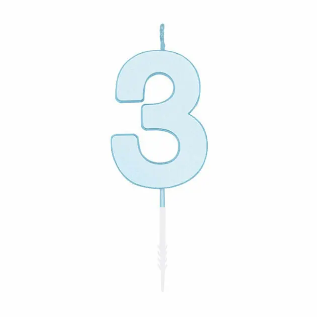 Taartkaars 4,5cm Pastel Blauw no. 3 Aanbieding