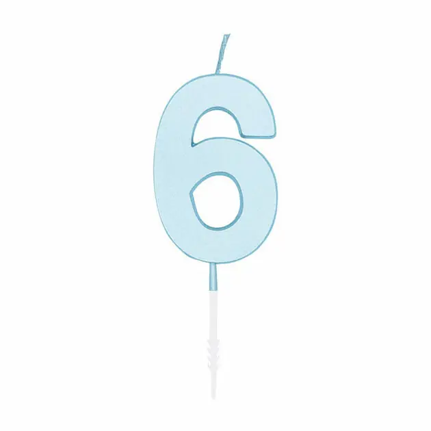 Taartkaars 4,5cm Pastel Blauw no. 6 Alleen Vandaag