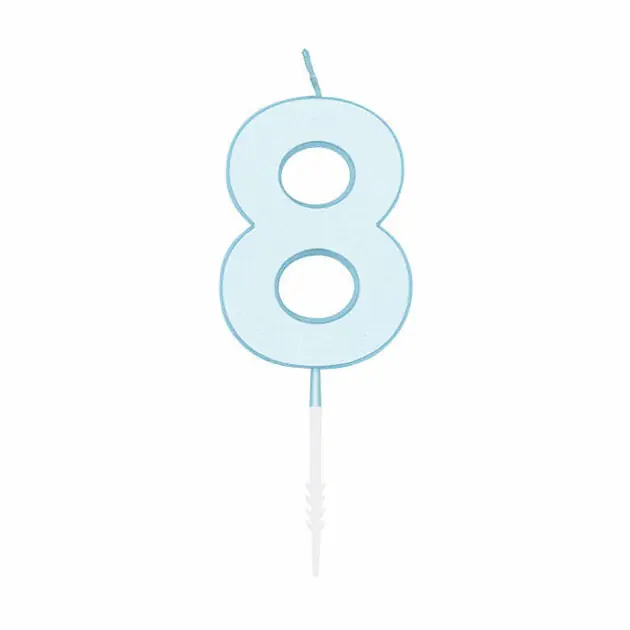 Taartkaars 4,5cm Pastel Blauw no. 8 Koop Online