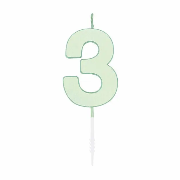 Taartkaars 4,5cm Pastel Mint no. 3 Voordeelprijs