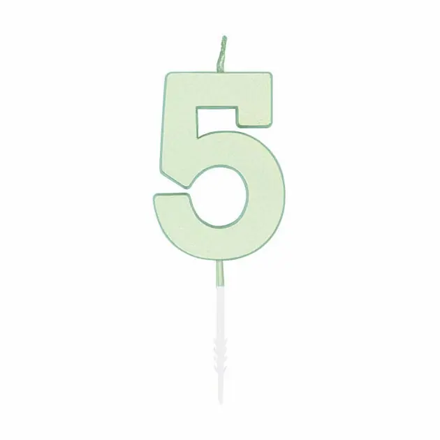 Taartkaars 4,5cm Pastel Mint no. 5 Fabrieksprijs