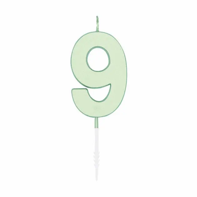 Taartkaars 4,5cm Pastel Mint no. 9 Aanbieding