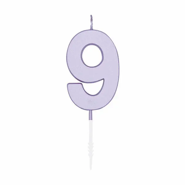 Taartkaars 4,5cm Pastel Lila no. 9 Populair