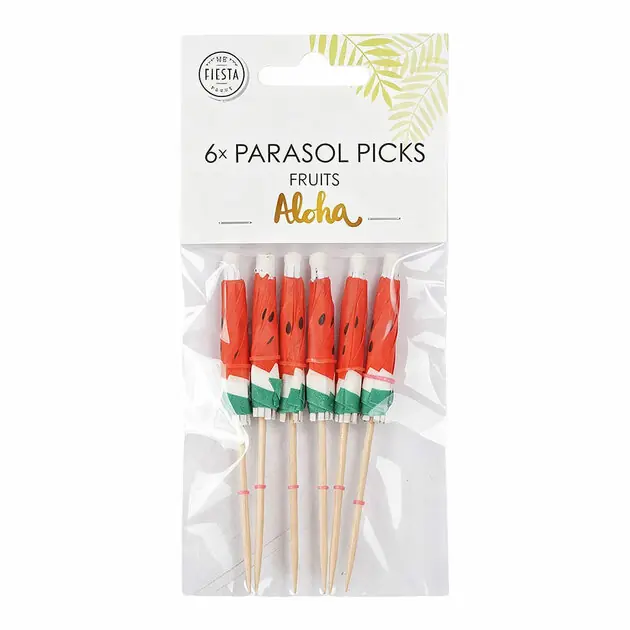 Parasol Cocktailprikkers van Papier Aloha - 8cm Speciale Aanbieding
