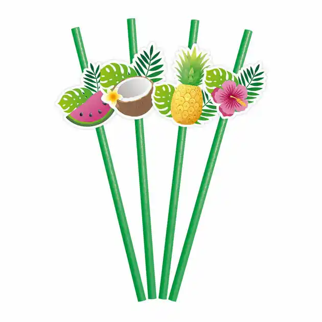 Fabrieksprijs Papieren Rietjes Fruit Aloha - 6st.