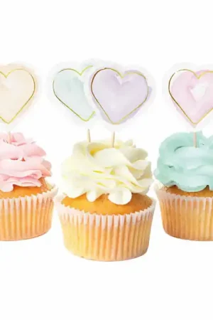 Voordeelprijs Taartprikkers Watercolors Hearts - 12st.