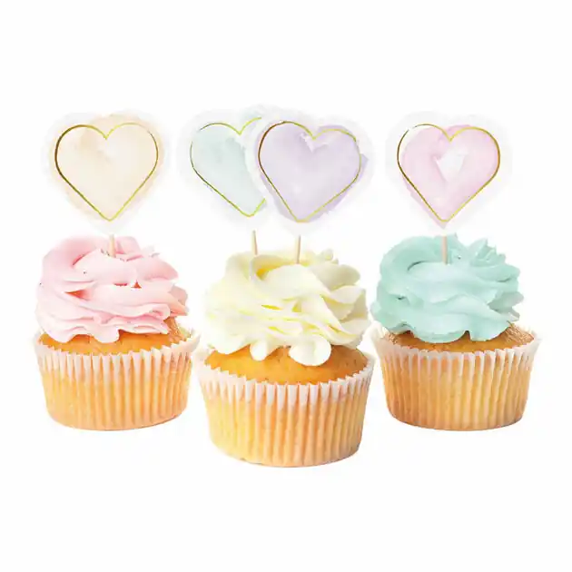 Voordeelprijs Taartprikkers Watercolors Hearts - 12st.