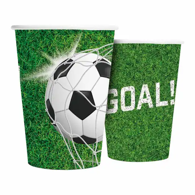 Papieren Bekers 210ml Voetbal - 8st. Express Levering