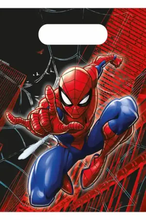 Aanbieding Papieren Uitdeelzakjes Spiderman World of Web - 4st.