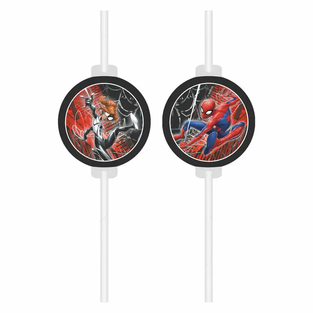 Papieren Rietjes Spiderman World of Web - 4st. Speciale Aanbieding