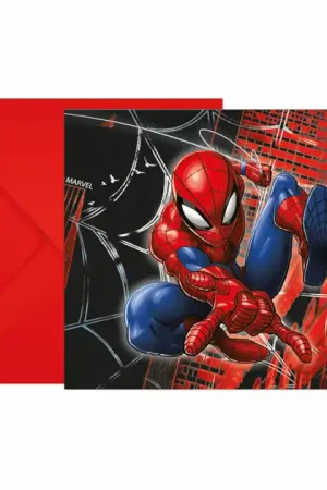 Uitnodigingen met Enveloppen Spiderman Wolrd of Web - 6st. Flitsaanbieding