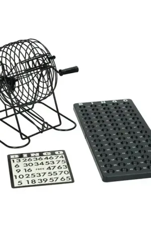 Zwarte Bingomolen met Speelbord Bingokaarten en Fiches Express Levering