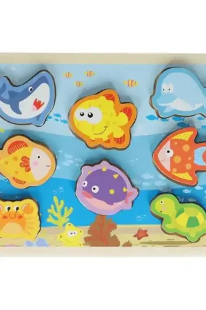 Houten Vormenpuzzel Oceaan - 8dlg. Gereduceerde Prijs