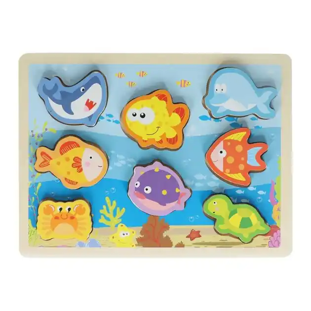 Houten Vormenpuzzel Oceaan - 8dlg. Gereduceerde Prijs