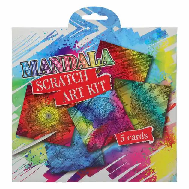 Set Kraskaarten 19,5x19,5cm met Kraspen - 5st. Finale Uitverkoop