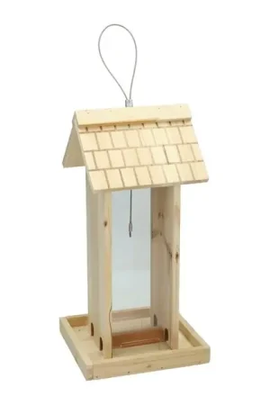 Uitverkoop Houten Hangende Vogelvoeder - 17x17x38cm