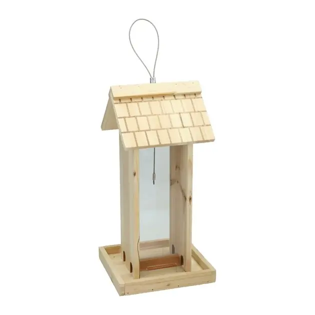 Uitverkoop Houten Hangende Vogelvoeder - 17x17x38cm
