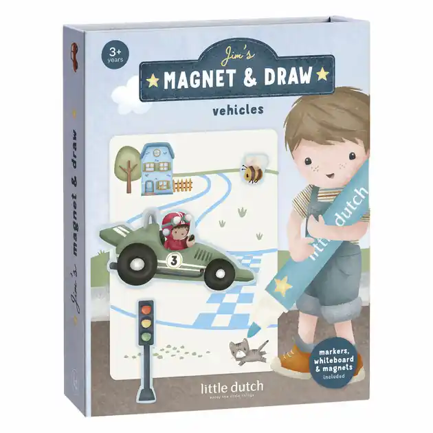 Little Dutch Whiteboard Kleurset - Jim Voertuigen Premium